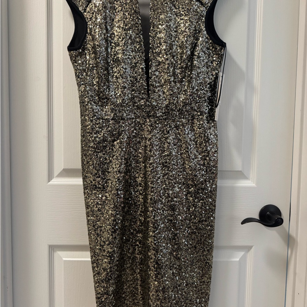 NWT: Nicole Miller Gold & Black Sequin Dress